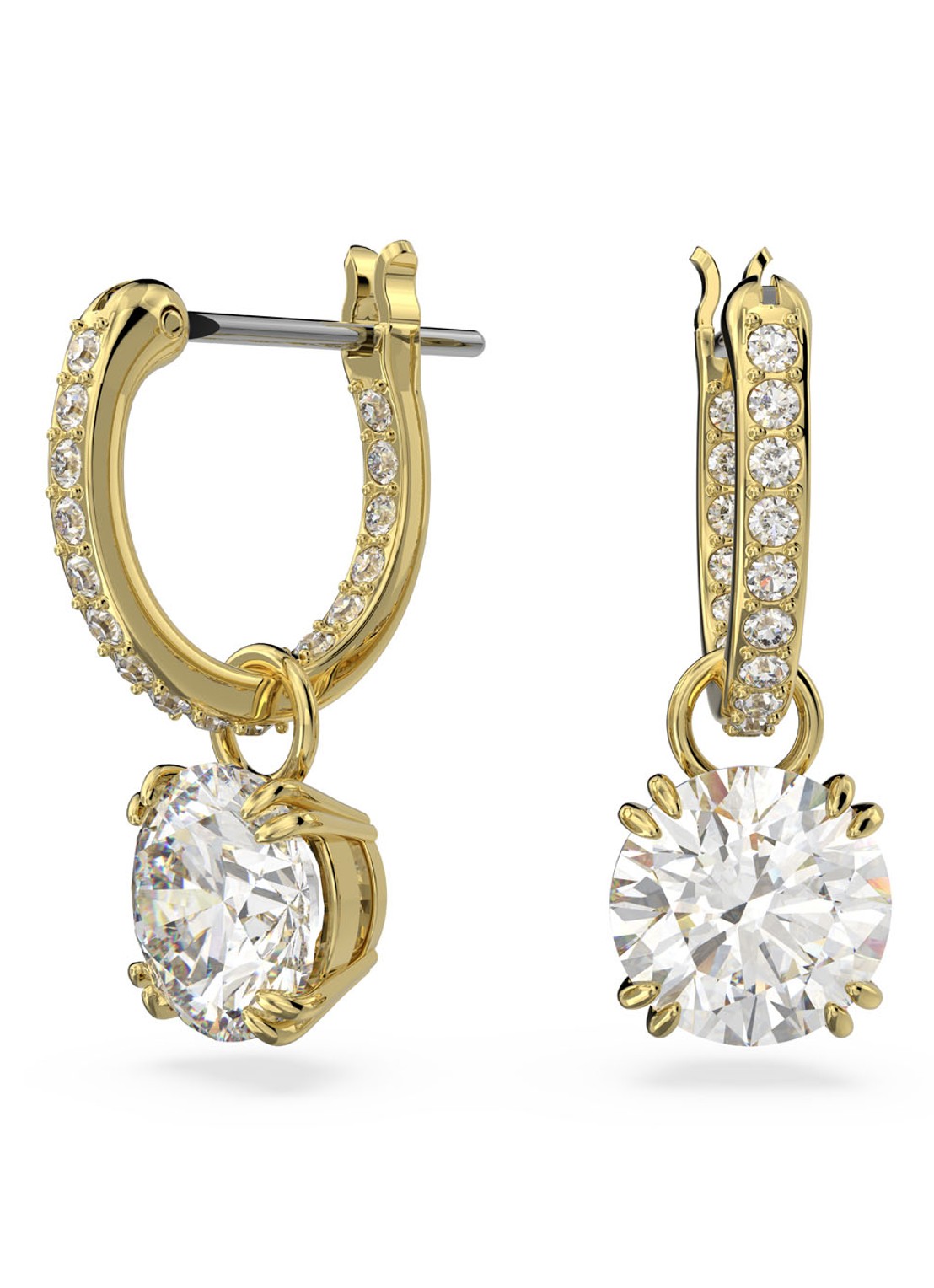 Swarovski Constella oorringen met kristal - voorkant goud