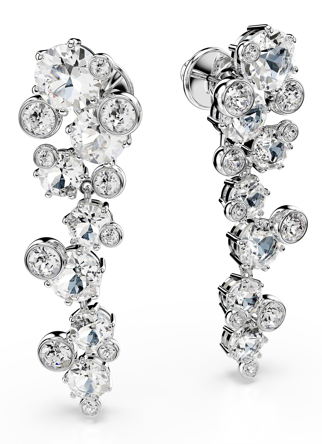 Swarovski Constella oorstekers met kristal - detail 2 zilver