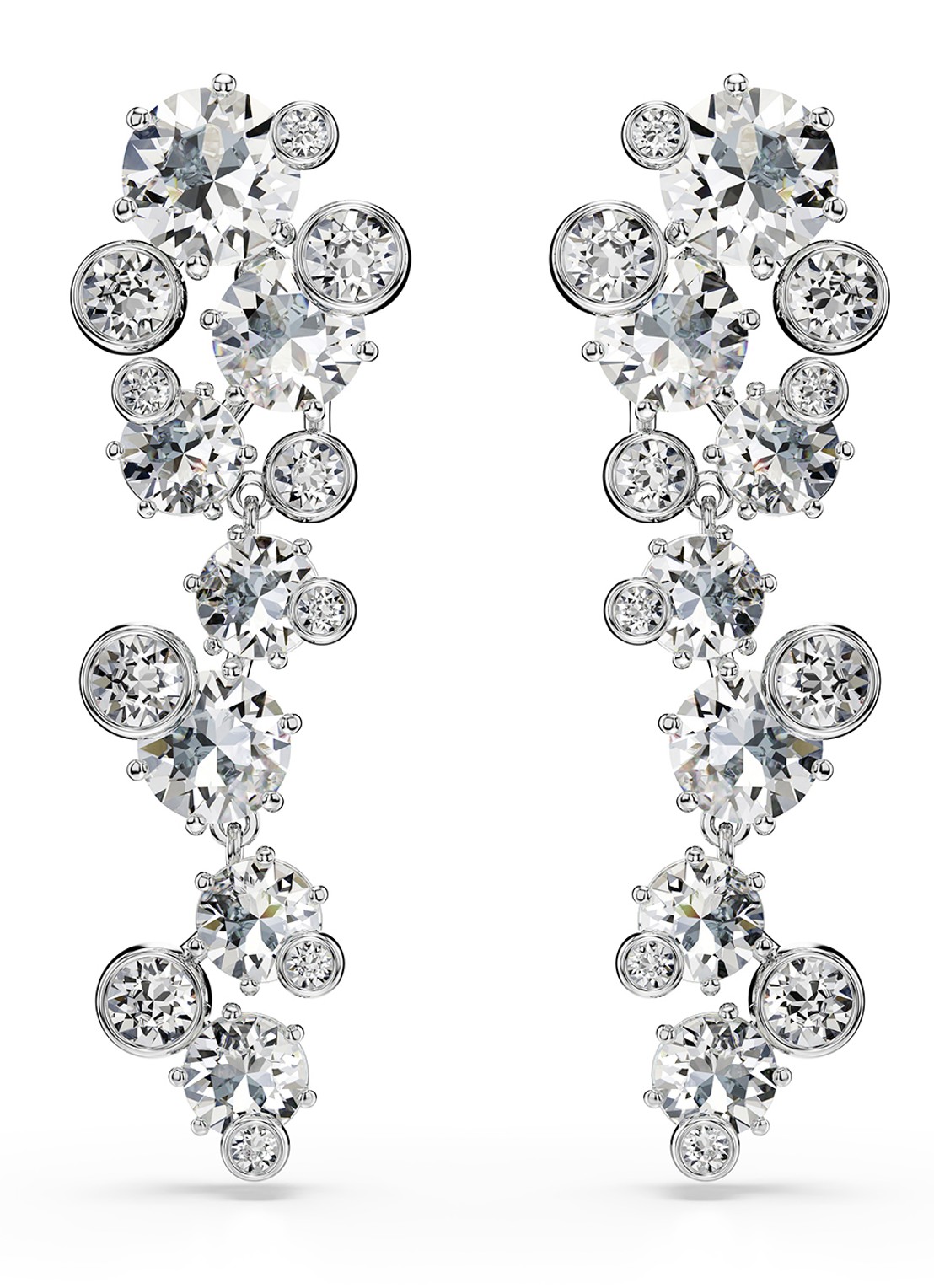 Swarovski Constella oorstekers met kristal - voorkant 4 zilver