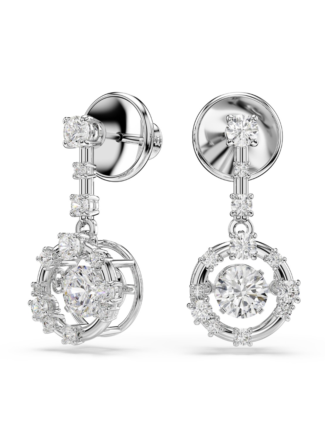 Swarovski Constella oorstekers met kristal - detail zilver