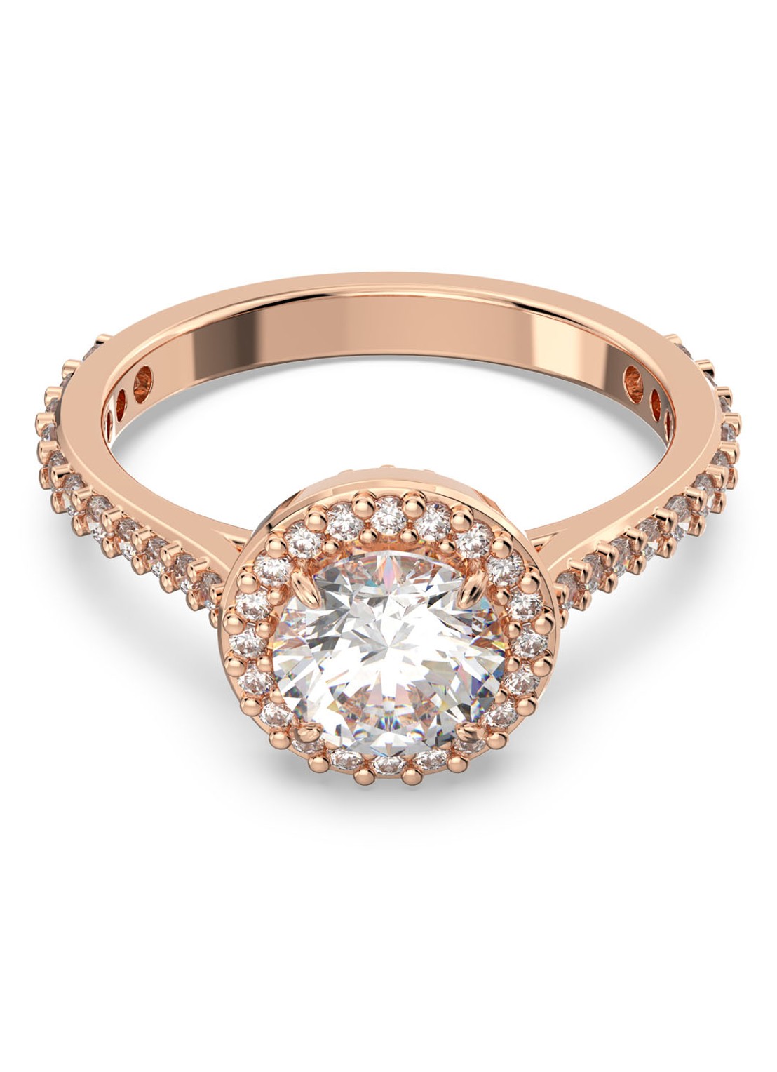 Swarovski Constella ring met kristal - voorkant 2 roségoud