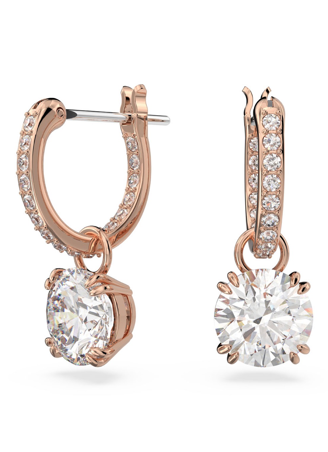 Swarovski Constella Simple oorringen met kristal - voorkant roségoud