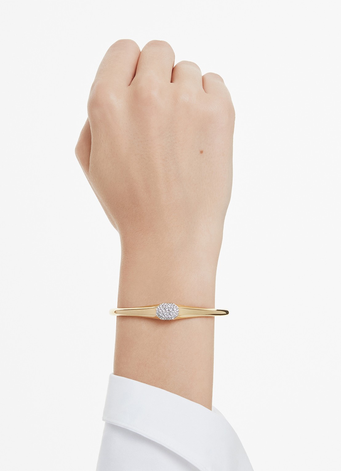Swarovski Dextera bangle met kristal M - voorkant 2 goud