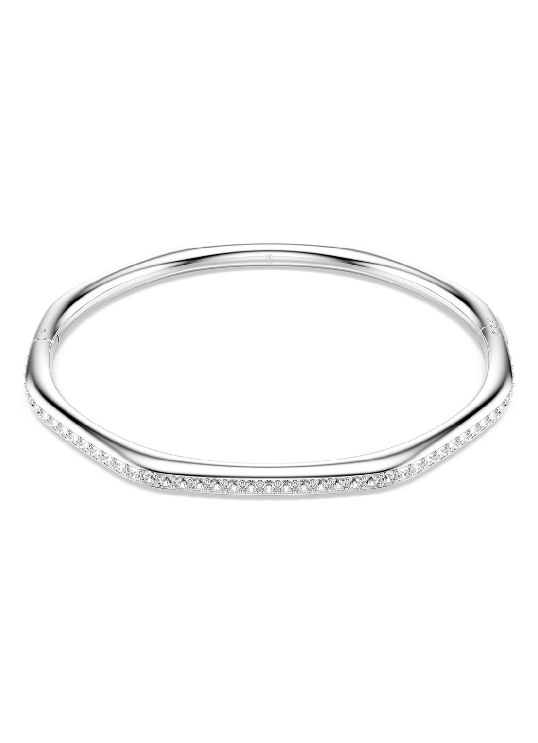 Swarovski Dextera bangle met kristal M - voorkant zilver