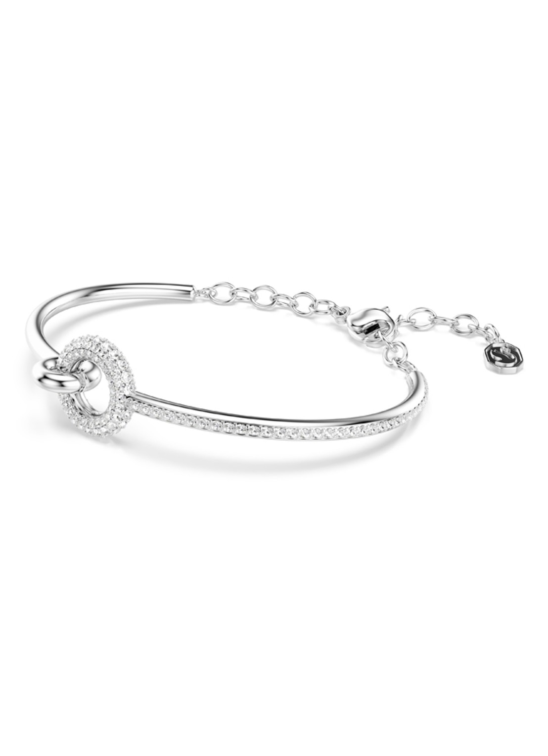 Swarovski Dextera bangle met kristal - detail zilver