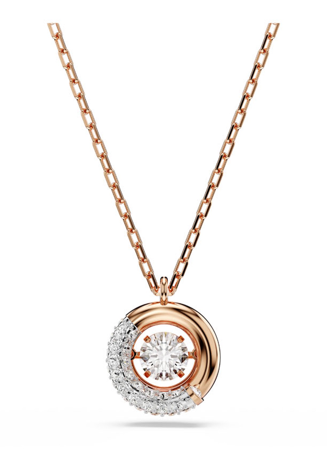 Swarovski Dextera ketting met kristal - voorkant roségoud