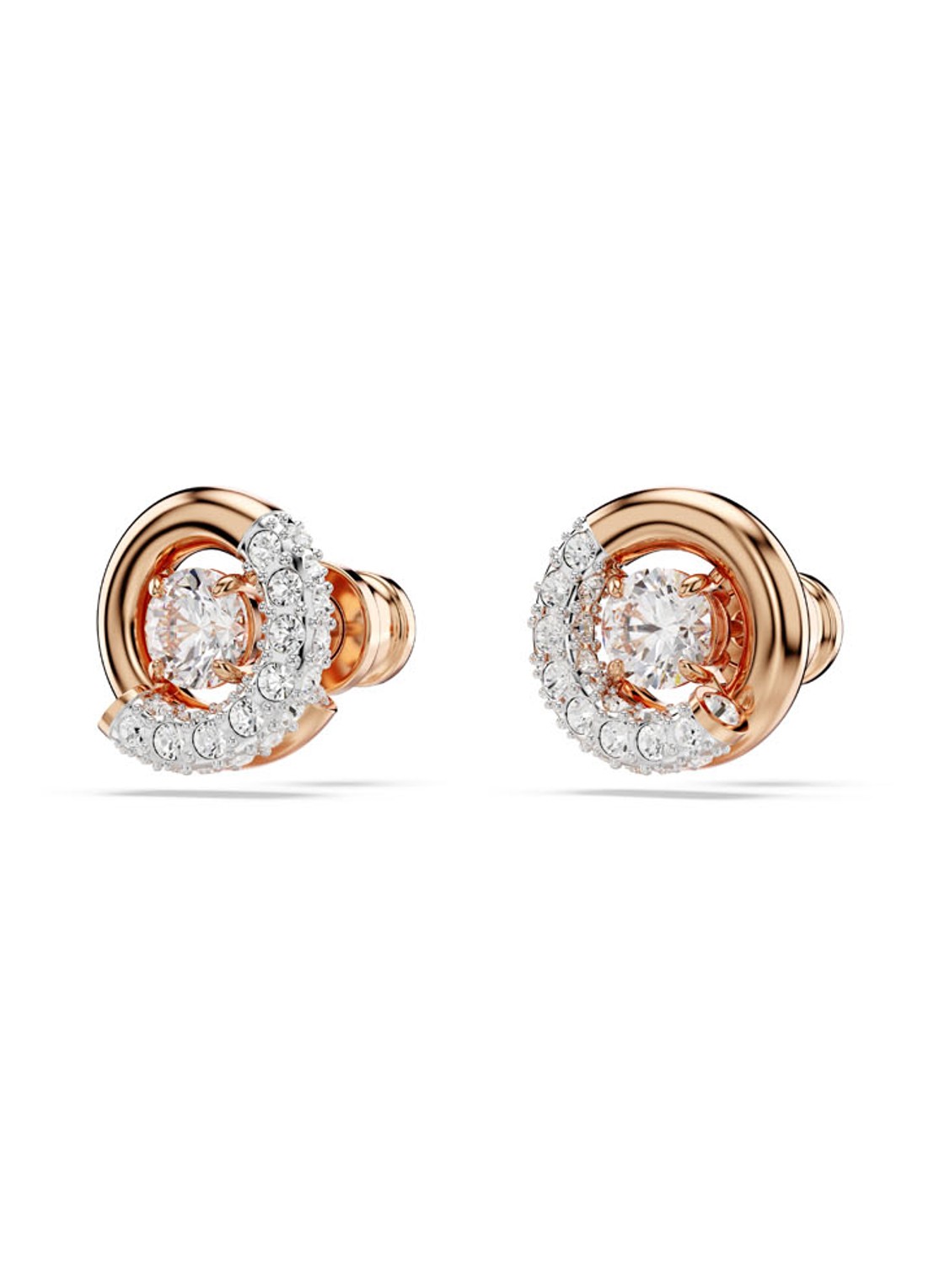 Swarovski Dextera oorknopjes met kristal - detail 2 roségoud