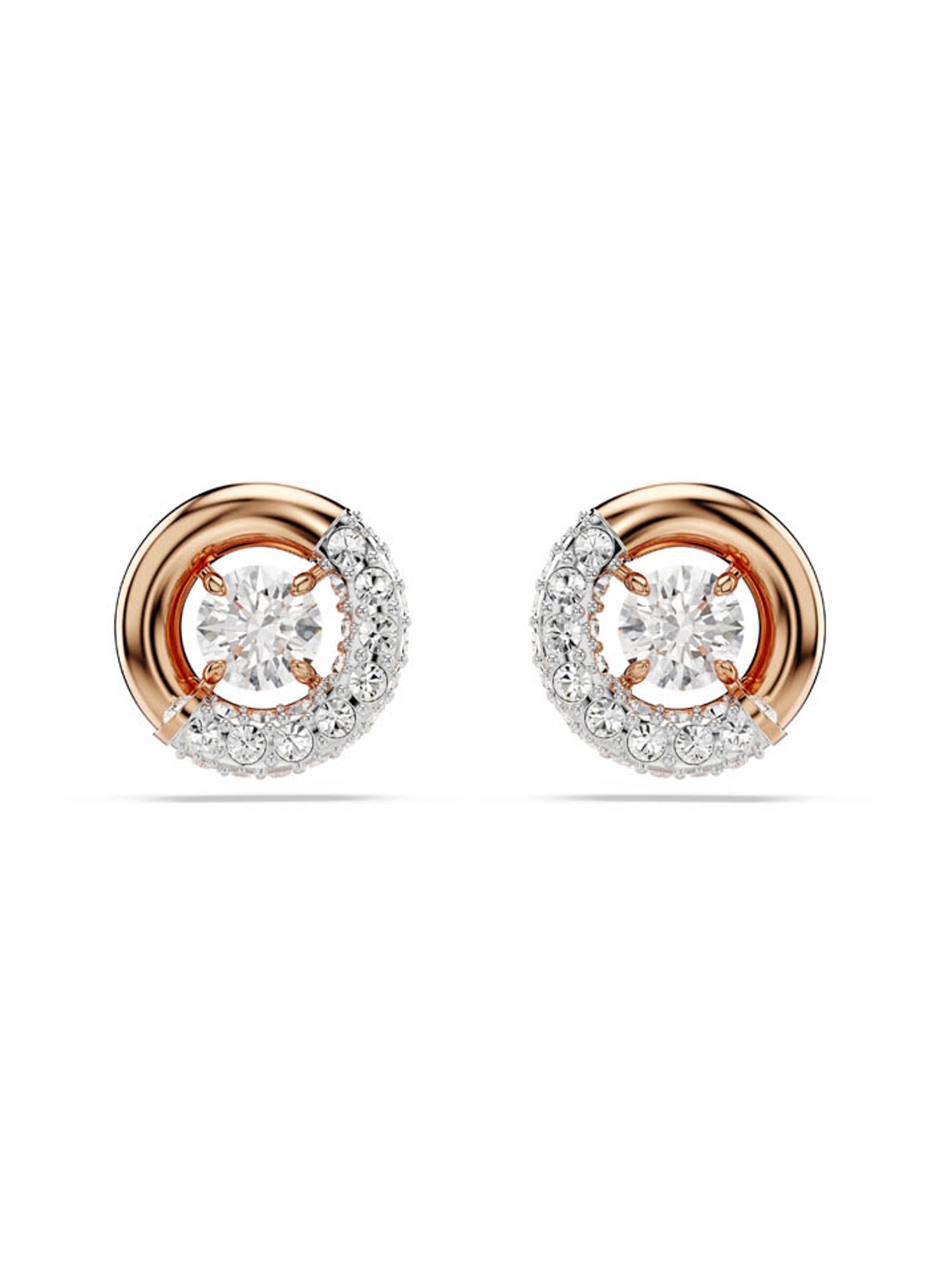 Swarovski Dextera oorknopjes met kristal - voorkant 4 roségoud
