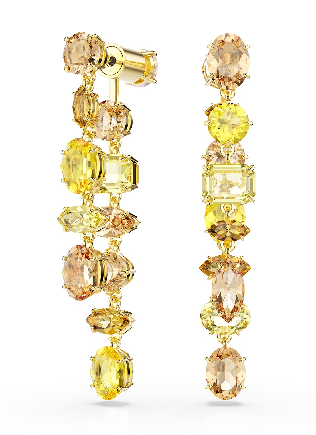 Swarovski Gema oorhangers met kristal - voorkant goud