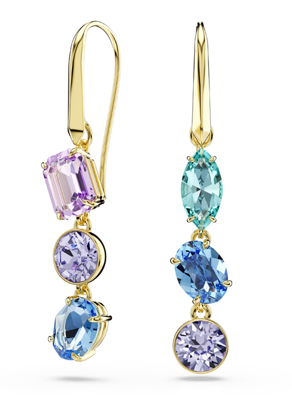 Swarovski Gema oorhangers verguld  - voorkant 5 goud