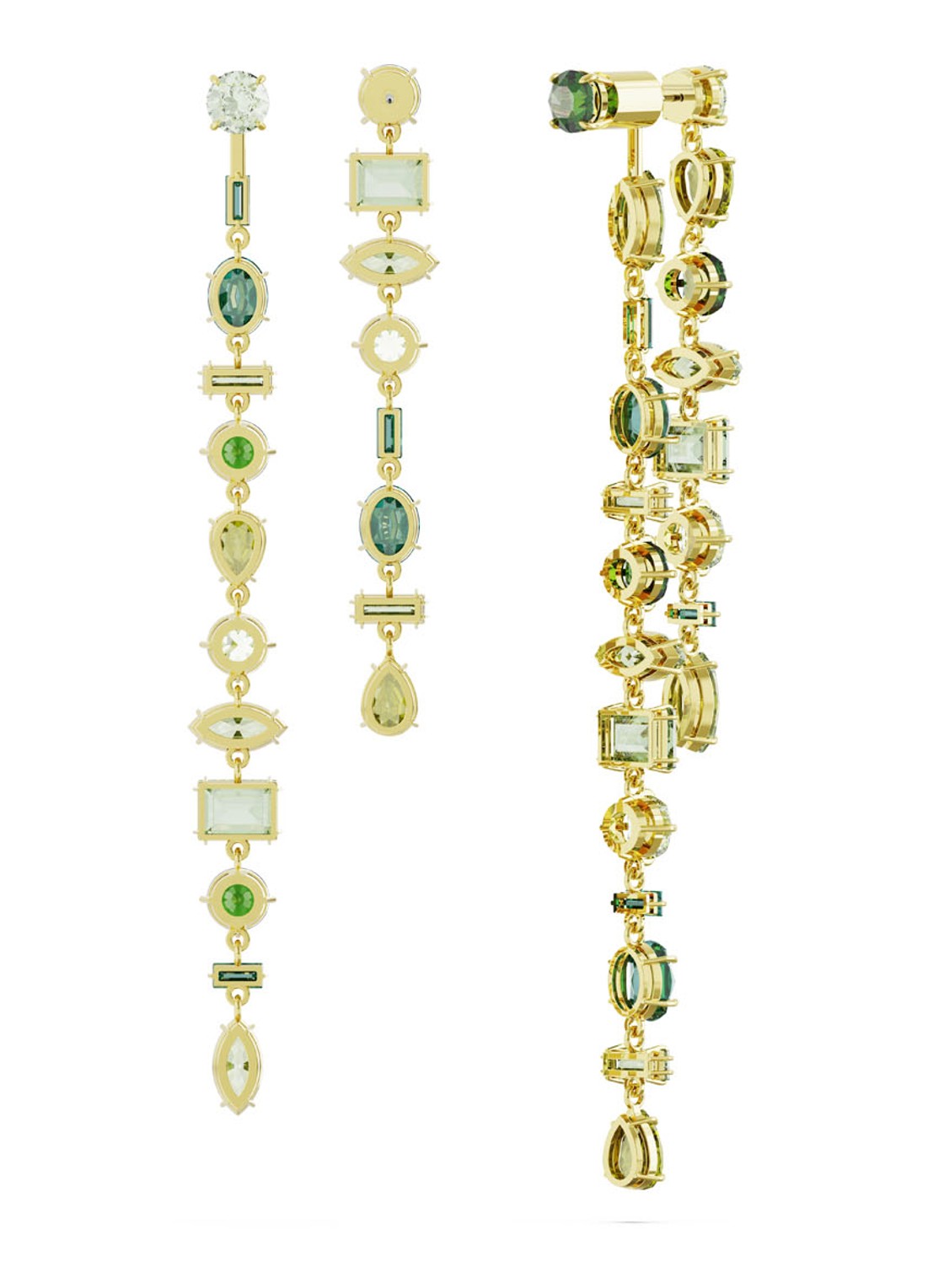 Swarovski Gema oorstekers verguld - detail 3 groen