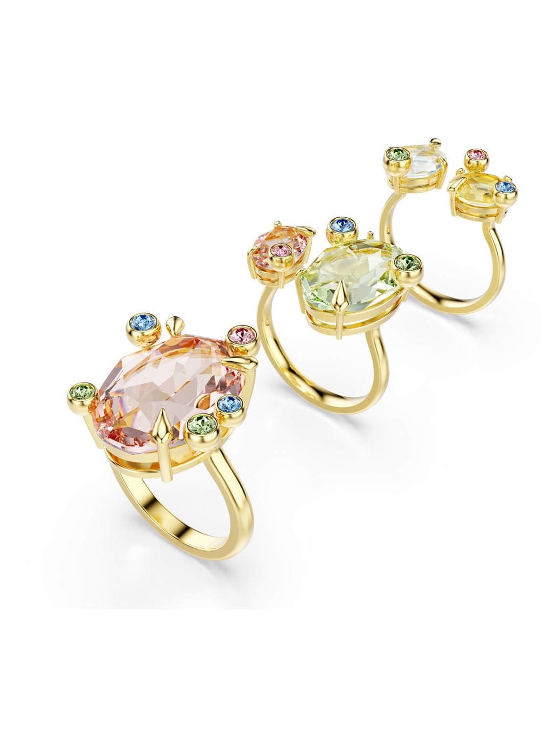 Swarovski Gema ring set van 3 60  - voorkant goud