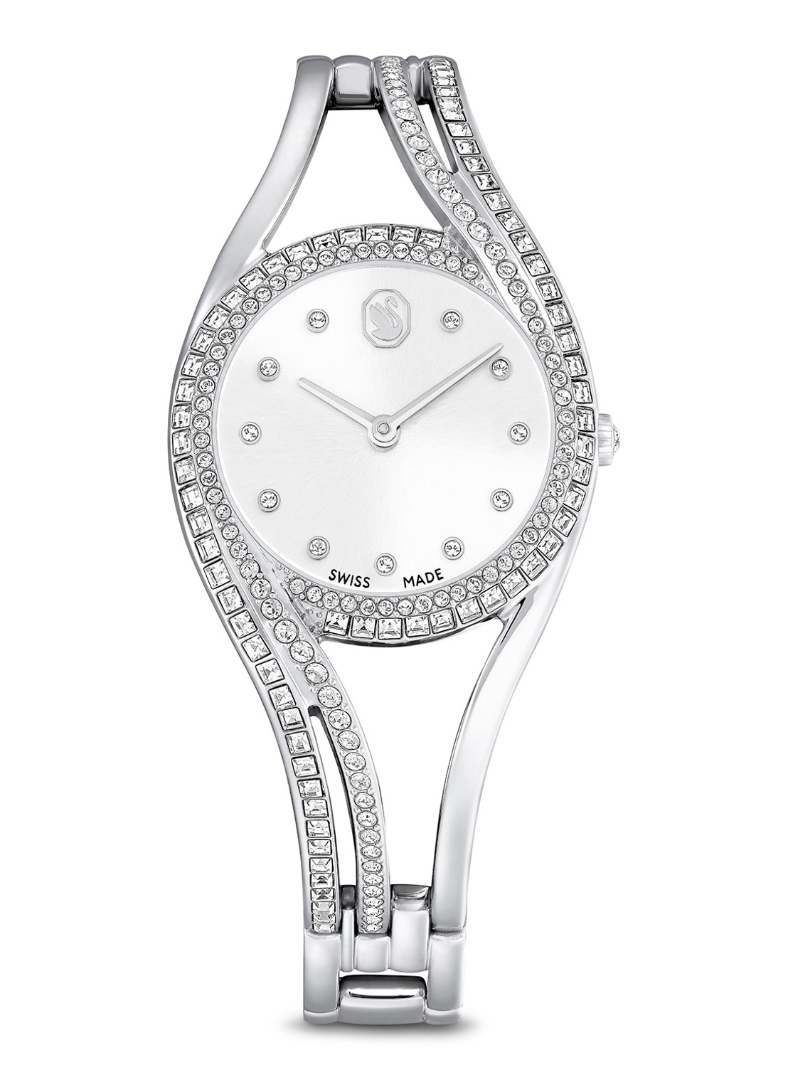Swarovski Hyperbola bangle horloge 5689432 - voorkant zilver