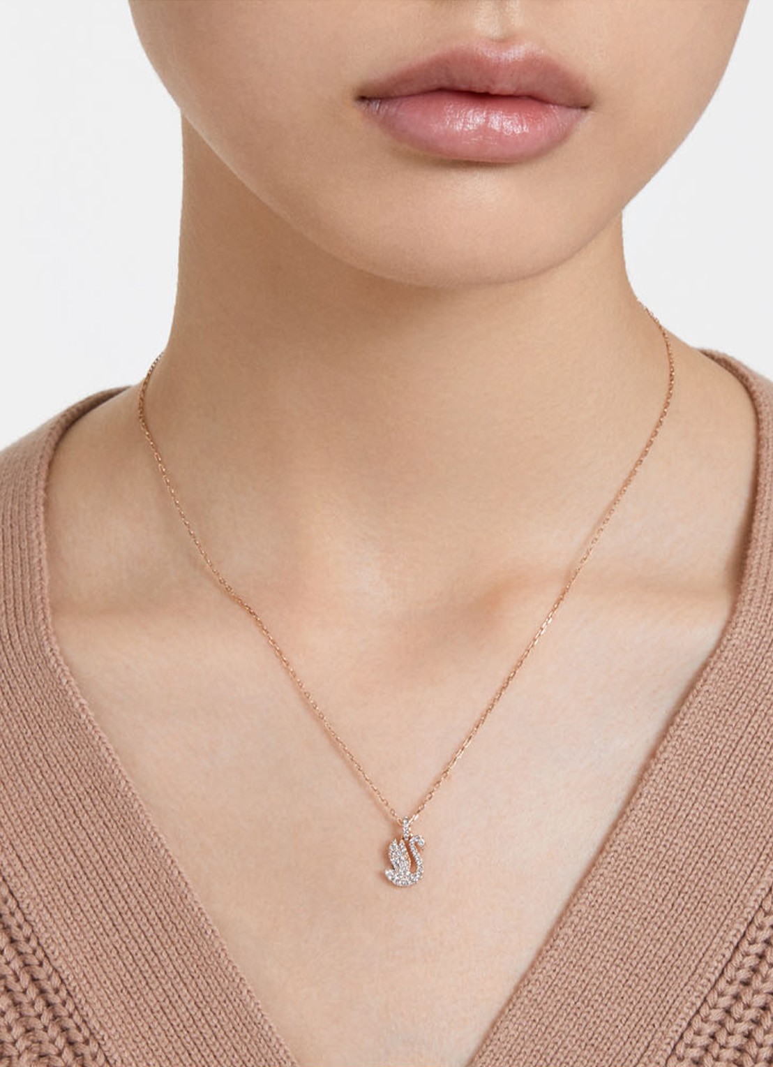 Swarovski ICONIC SWAN PEND XXS PENDANT W - voorkant 6 roségoud