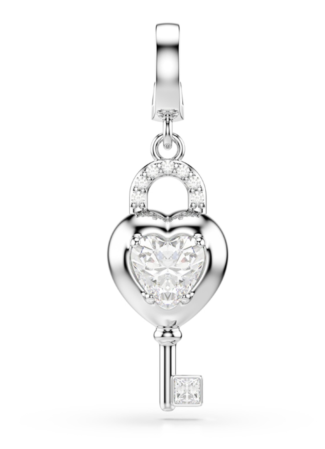 Swarovski Idyllia bedeltje met kristal - voorkant 6 zilver