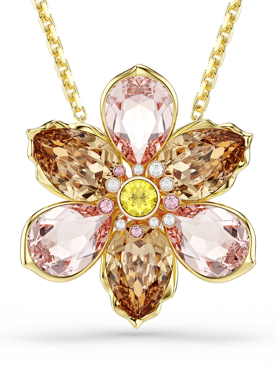 Swarovski Idyllia ketting met kristal - voorkant 5 goud