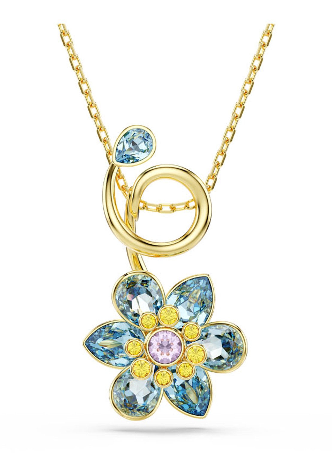 Swarovski Idyllia ketting verguld met kristal  - voorkant 4 goud