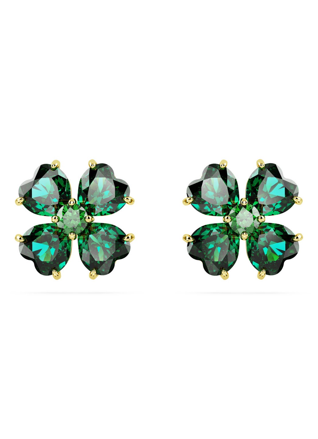 Swarovski Idyllia oorstekers verguld - voorkant groen
