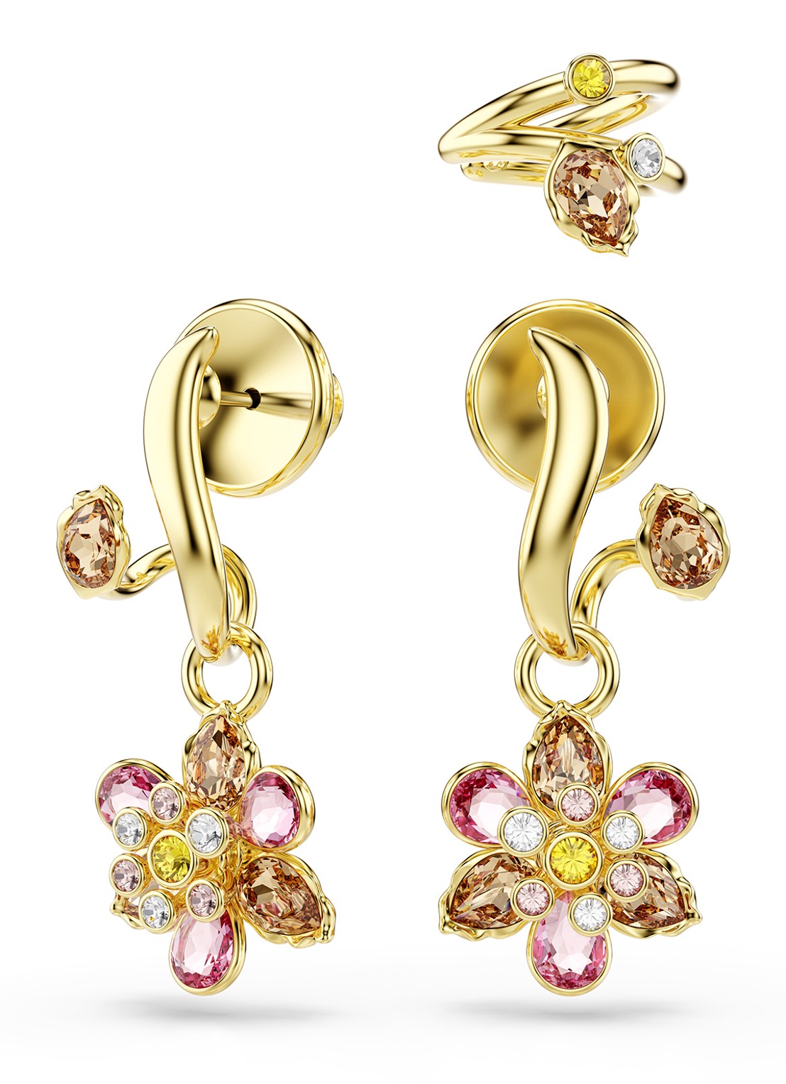 Swarovski Idyllia set van oorstekers en ear cuff met kristal - detail 2 goud