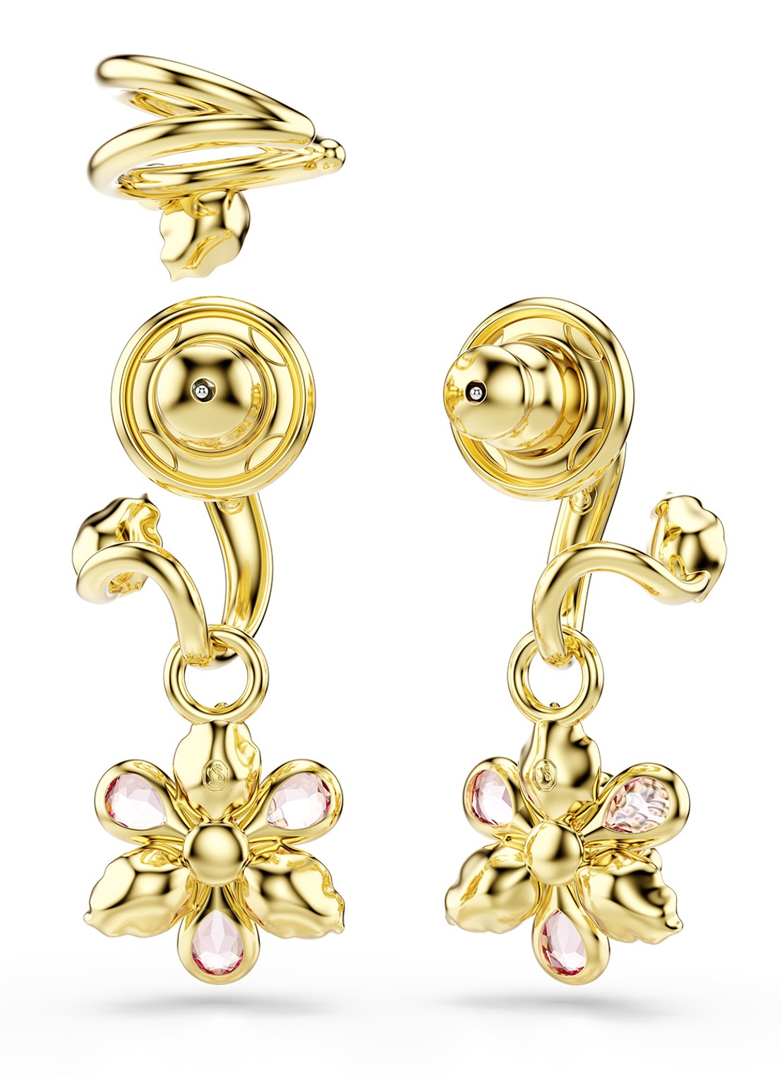 Swarovski Idyllia set van oorstekers en ear cuff met kristal - detail 4 goud