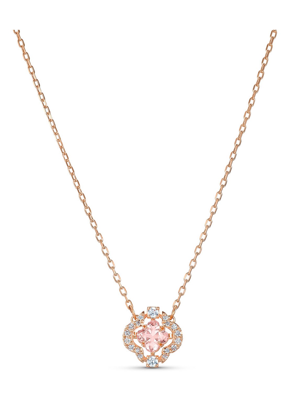 Swarovski Ketting met hanger en kristal - voorkant roségoud