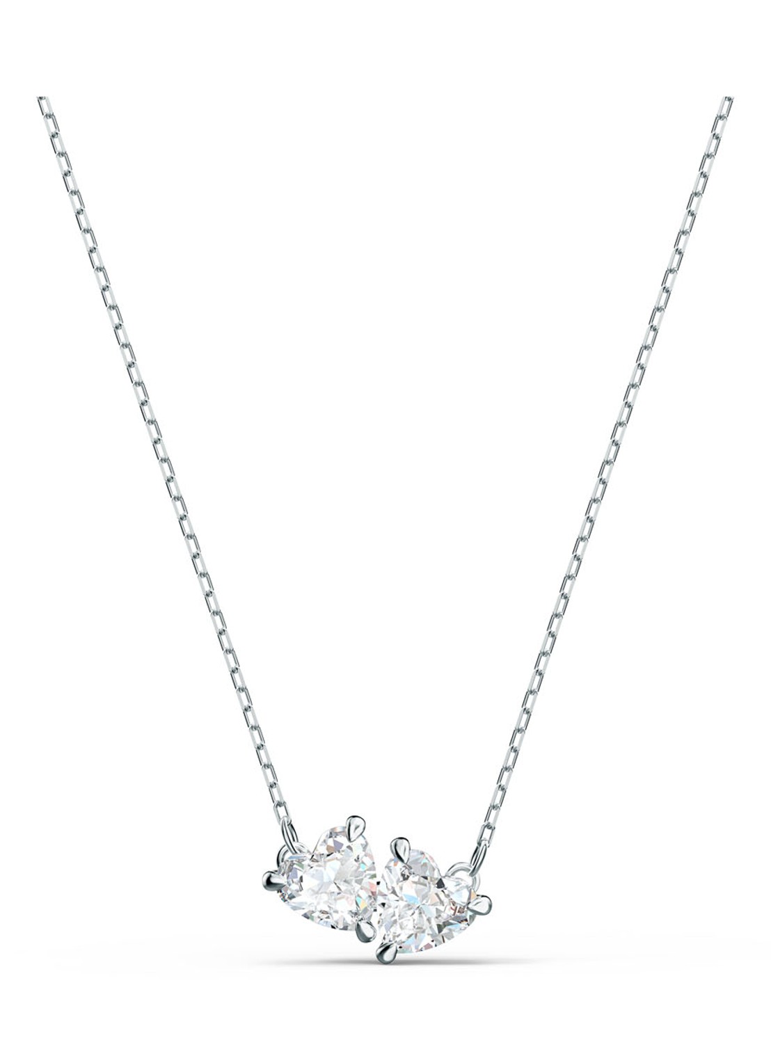Swarovski Ketting met hanger en kristal - voorkant 2 zilver
