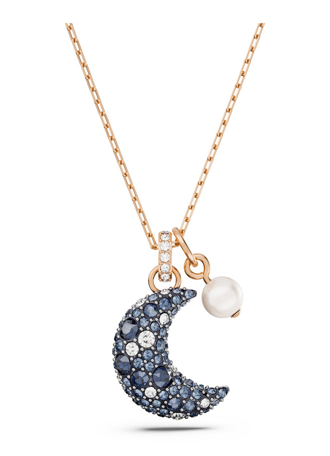 Swarovski Luna ketting verguld - voorkant 3 roségoud