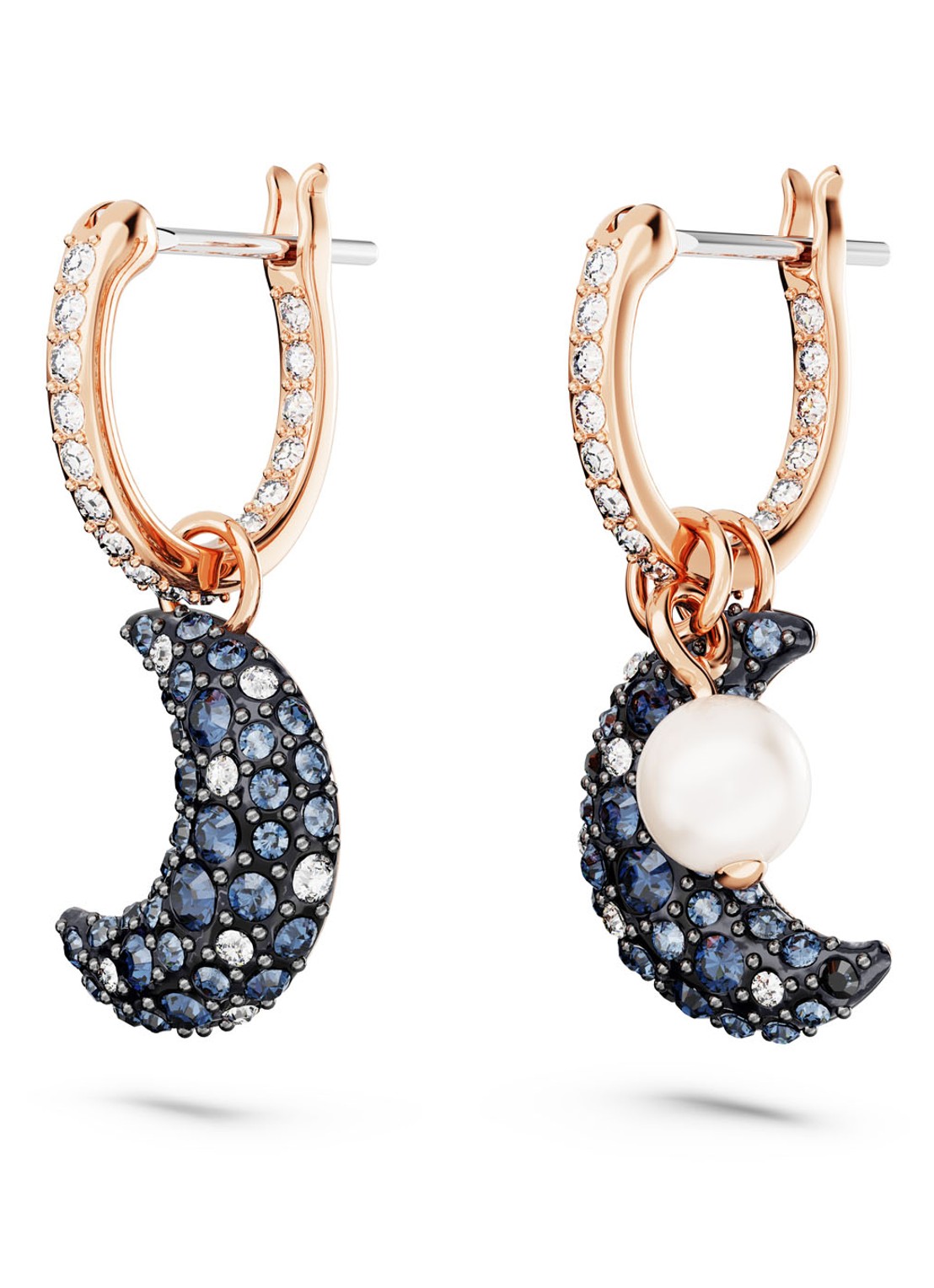 Swarovski Luna oorringen verguld - detail 3 roségoud