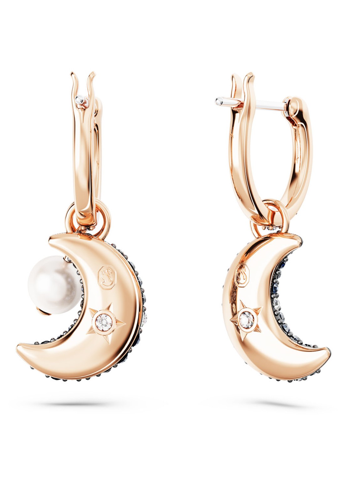 Swarovski Luna oorringen verguld - detail 4 roségoud