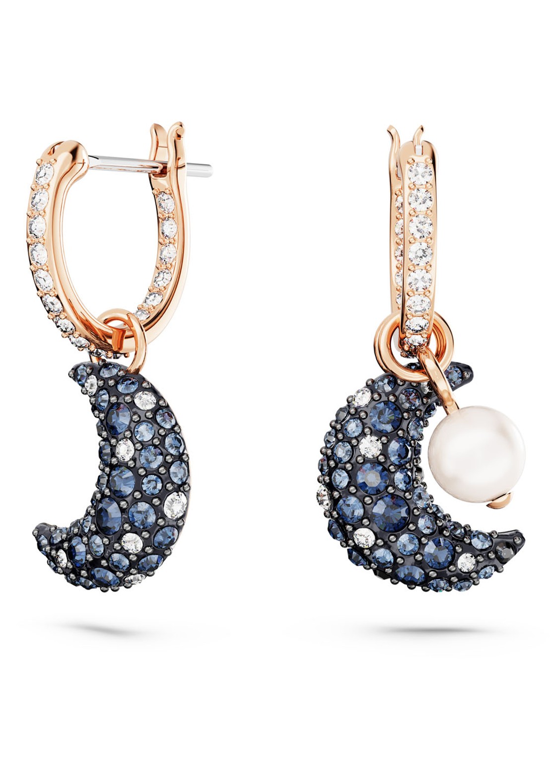 Swarovski Luna oorringen verguld - voorkant roségoud