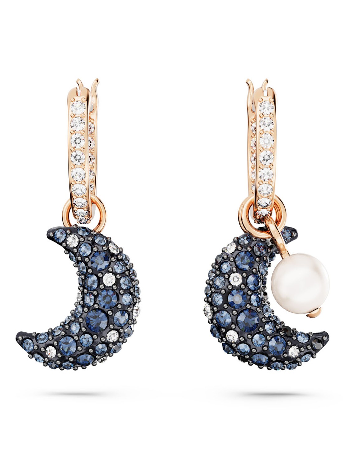 Swarovski Luna oorringen verguld - voorkant 2 roségoud