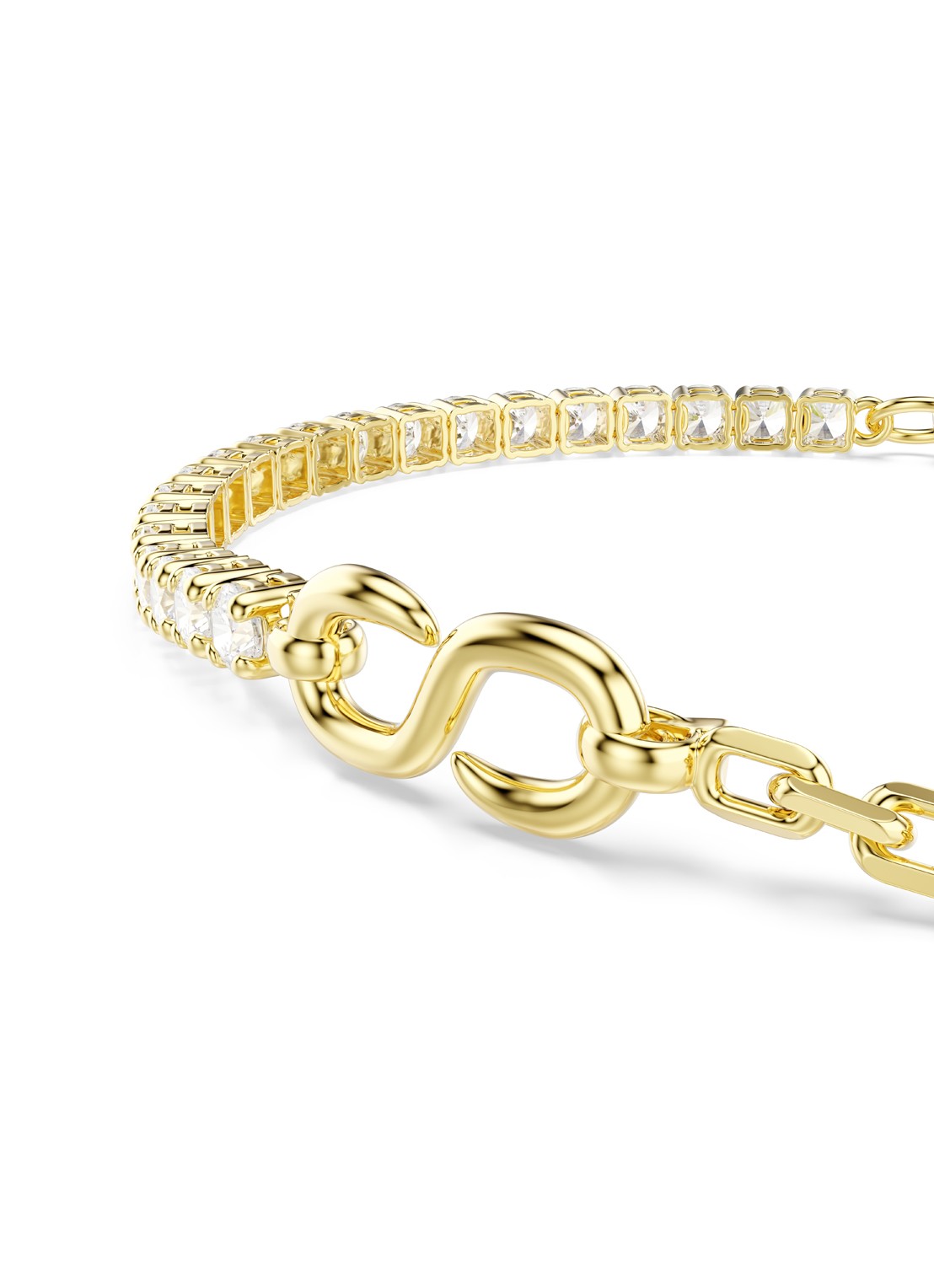 Swarovski Matrix armband met kristal - detail 2 goud