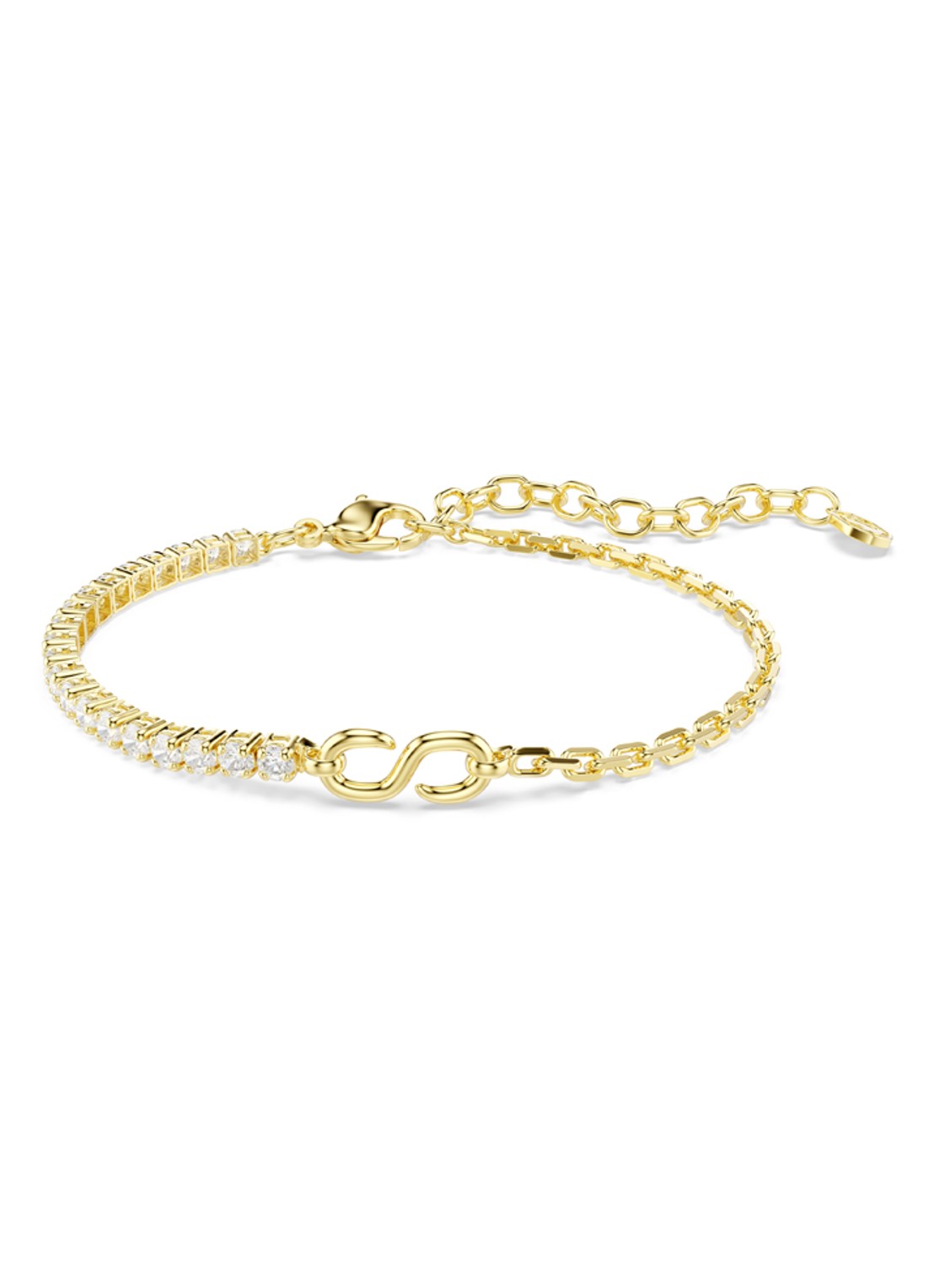 Swarovski Matrix armband met kristal - voorkant goud