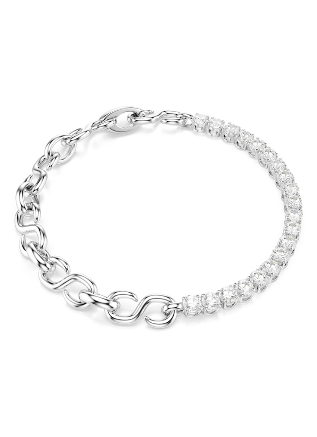 Swarovski Matrix armband met kristal - voorkant 4 zilver