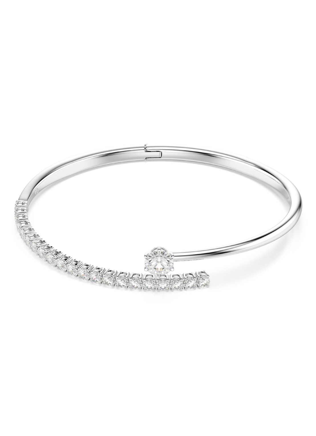 Swarovski Matrix bangle met kristal  - voorkant zilver