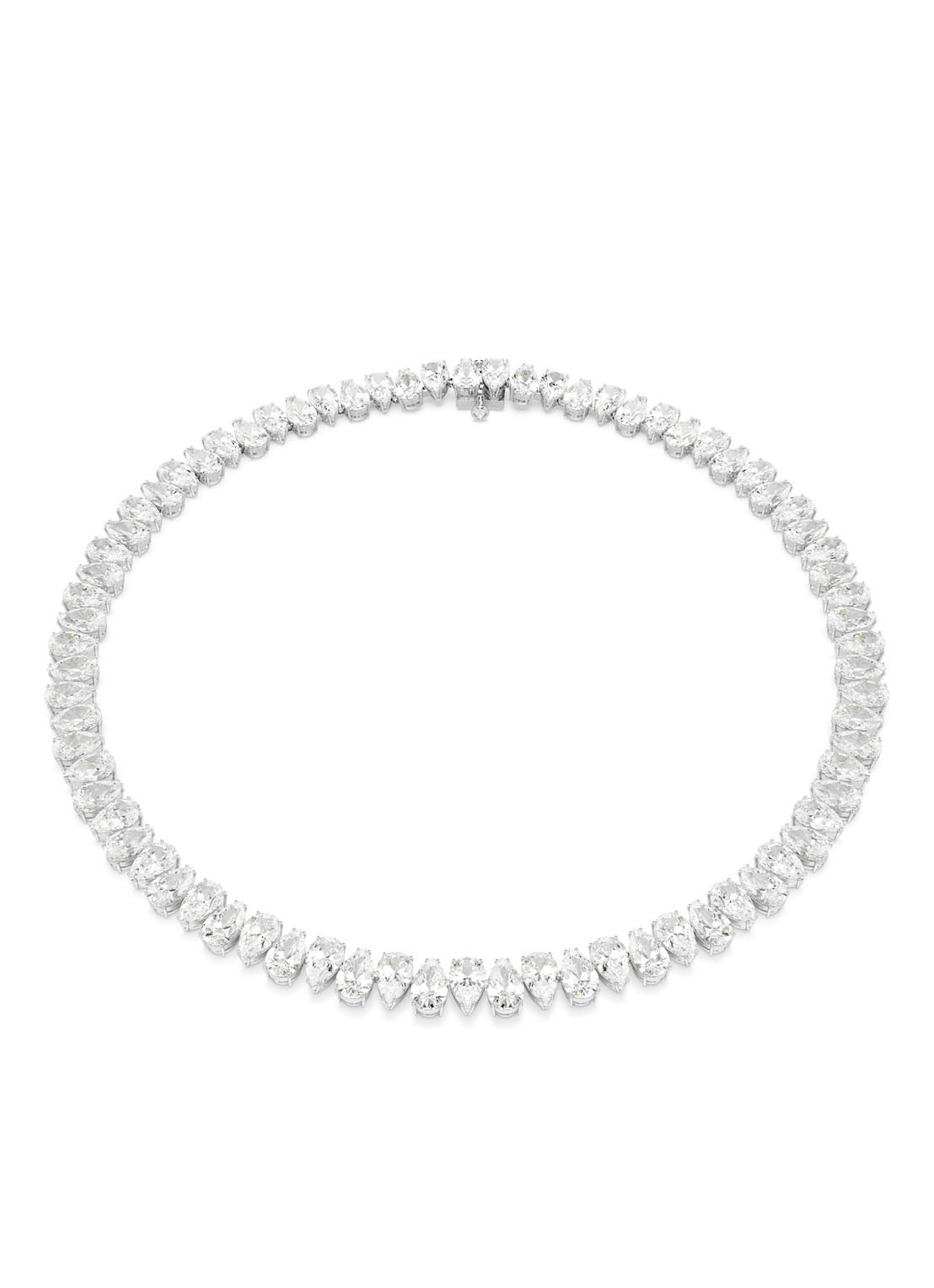 Swarovski Matrix ketting met kristal  - voorkant zilver