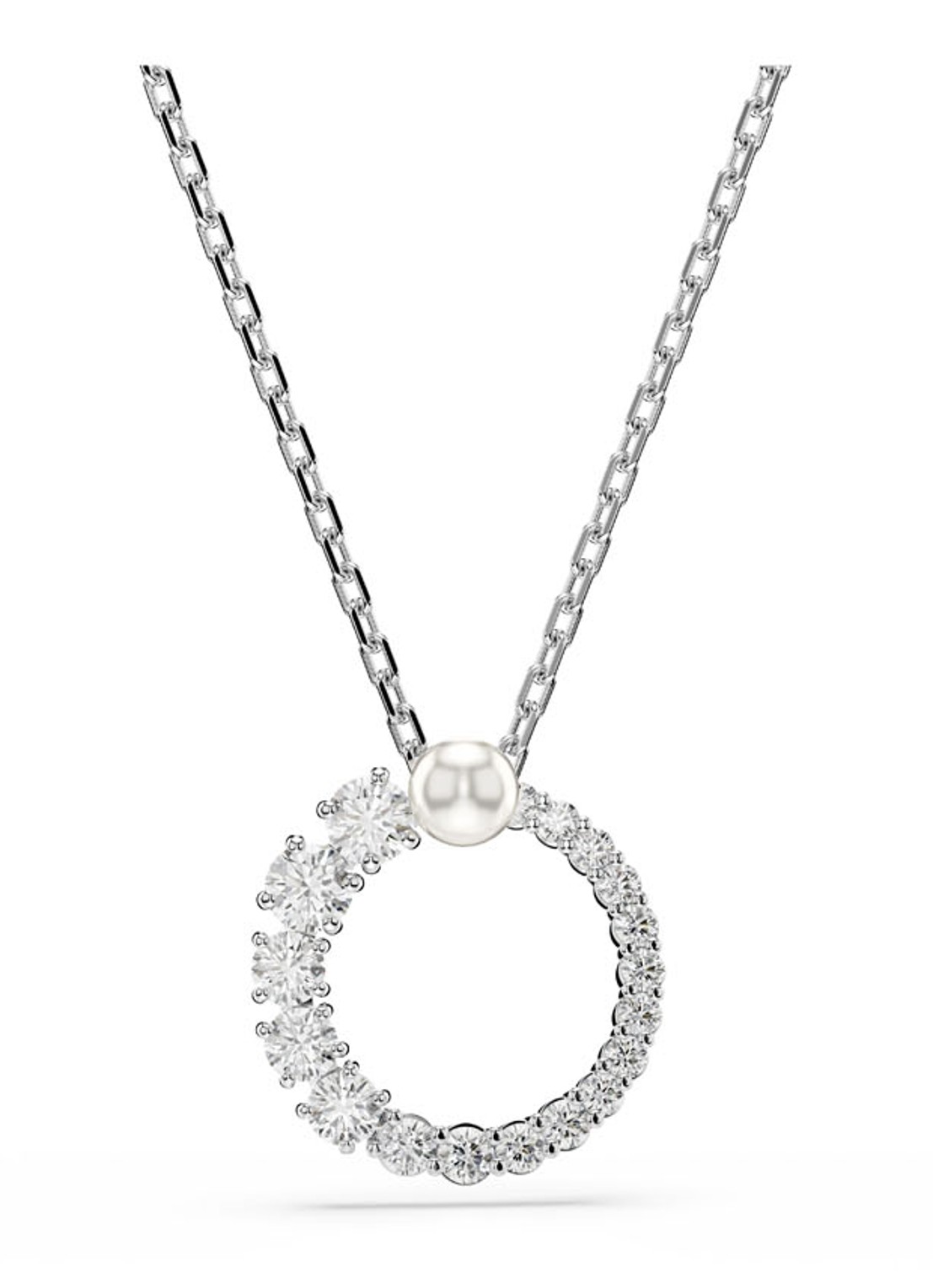 Swarovski Matrix ketting met kristal - voorkant 4 zilver