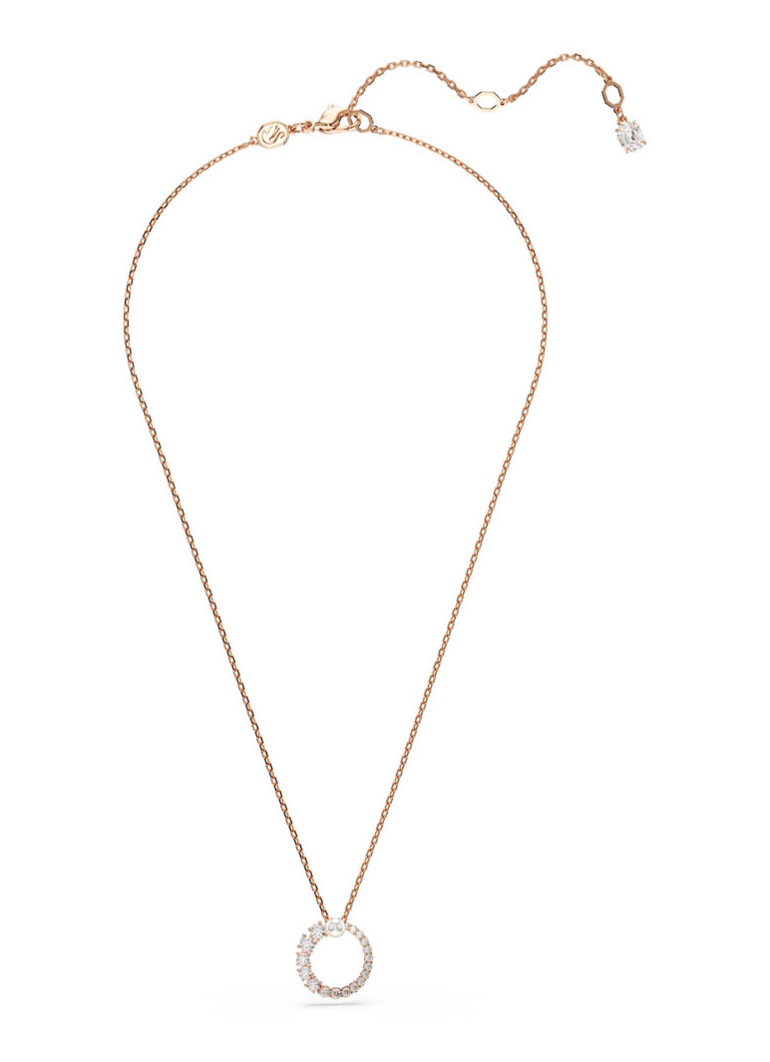 Swarovski Matrix ketting met kristal - detail 2 roségoud