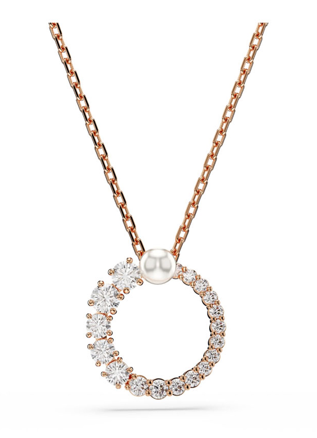 Swarovski Matrix ketting met kristal - voorkant roségoud