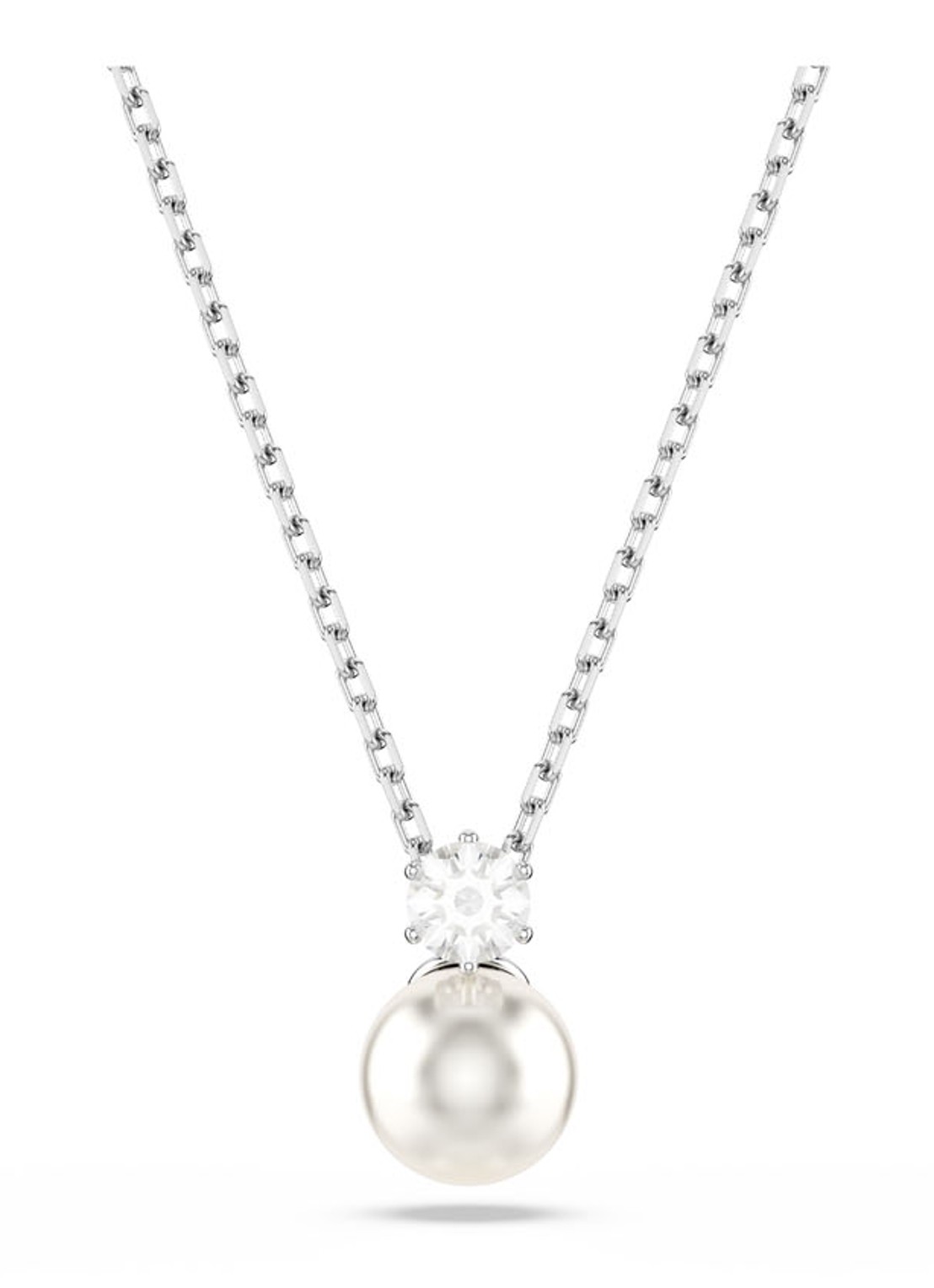 Swarovski Matrix ketting met kristal - voorkant zilver