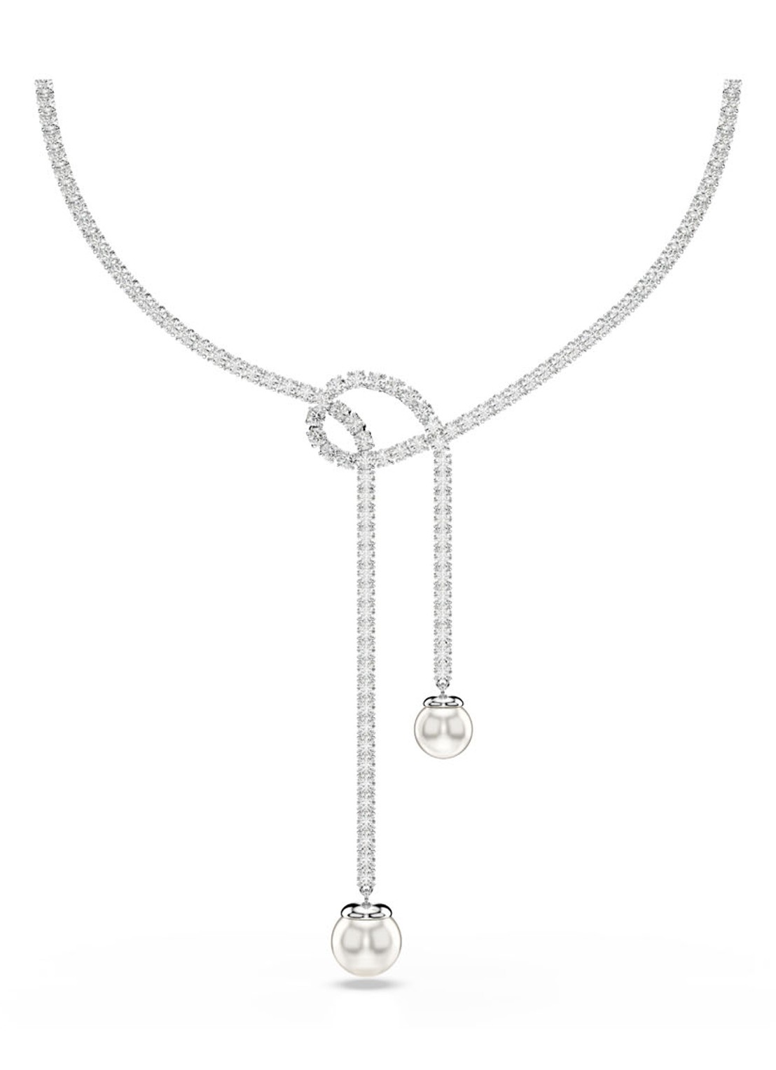 Swarovski Matrix ketting met kristal - voorkant 4 zilver