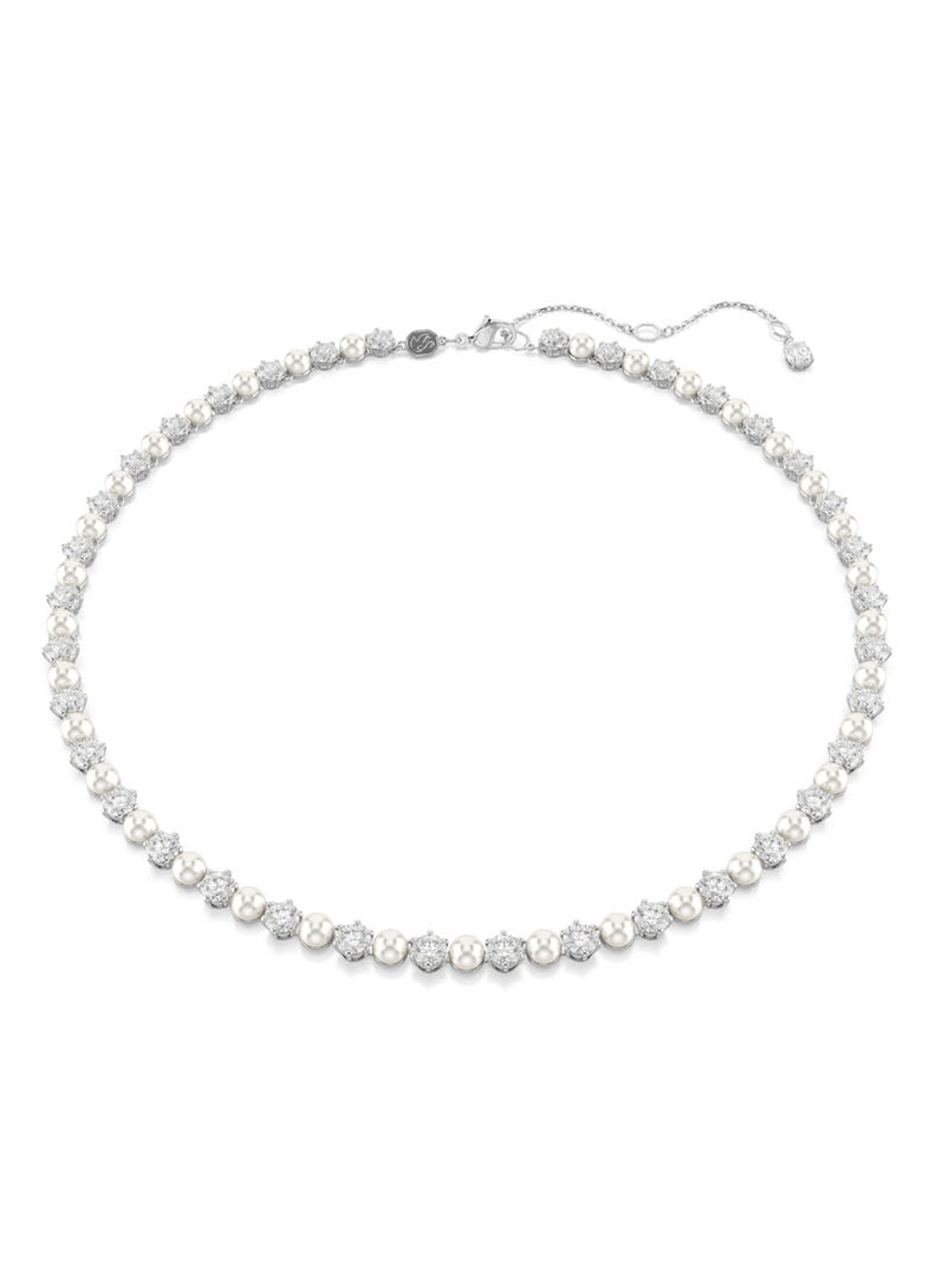 Swarovski Matrix ketting met kristal  - voorkant zilver
