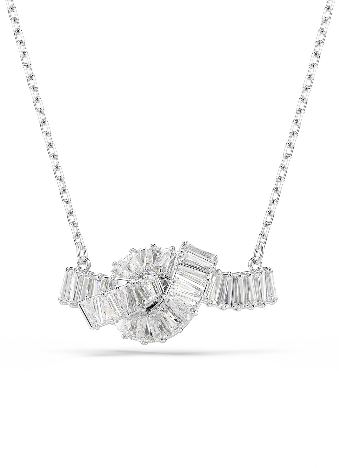 Swarovski Matrix ketting met kristal - voorkant zilver