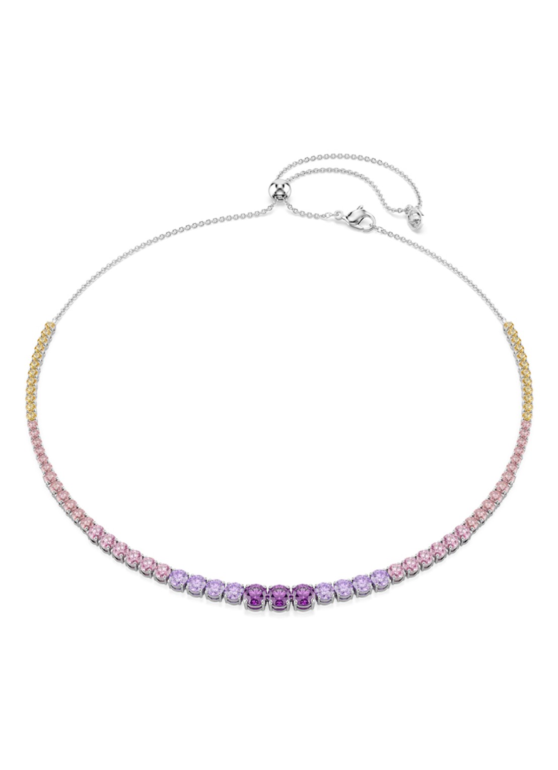 Swarovski Matrix ketting met kristal - voorkant zilver