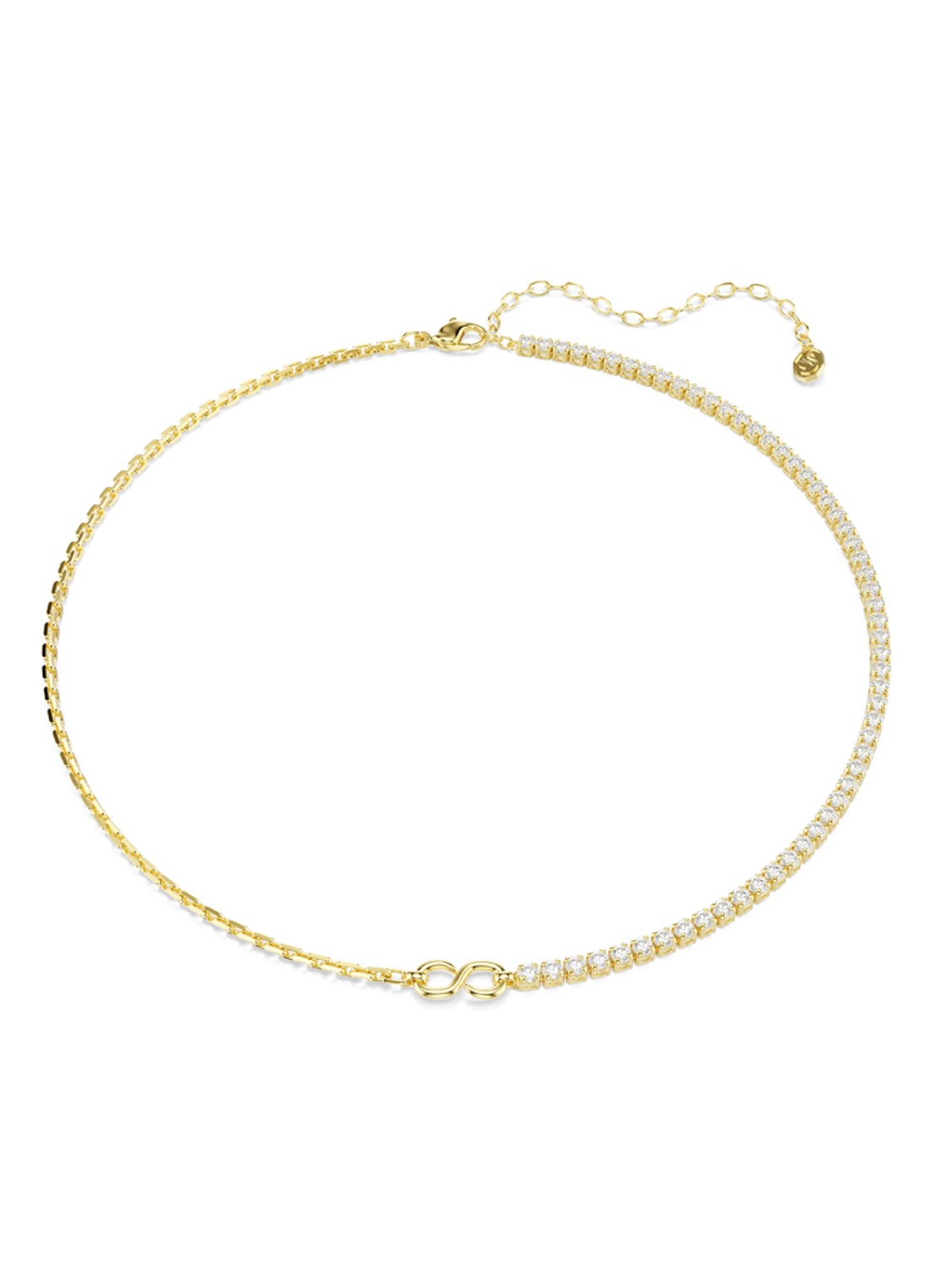 Swarovski Matrix ketting met kristal - voorkant goud