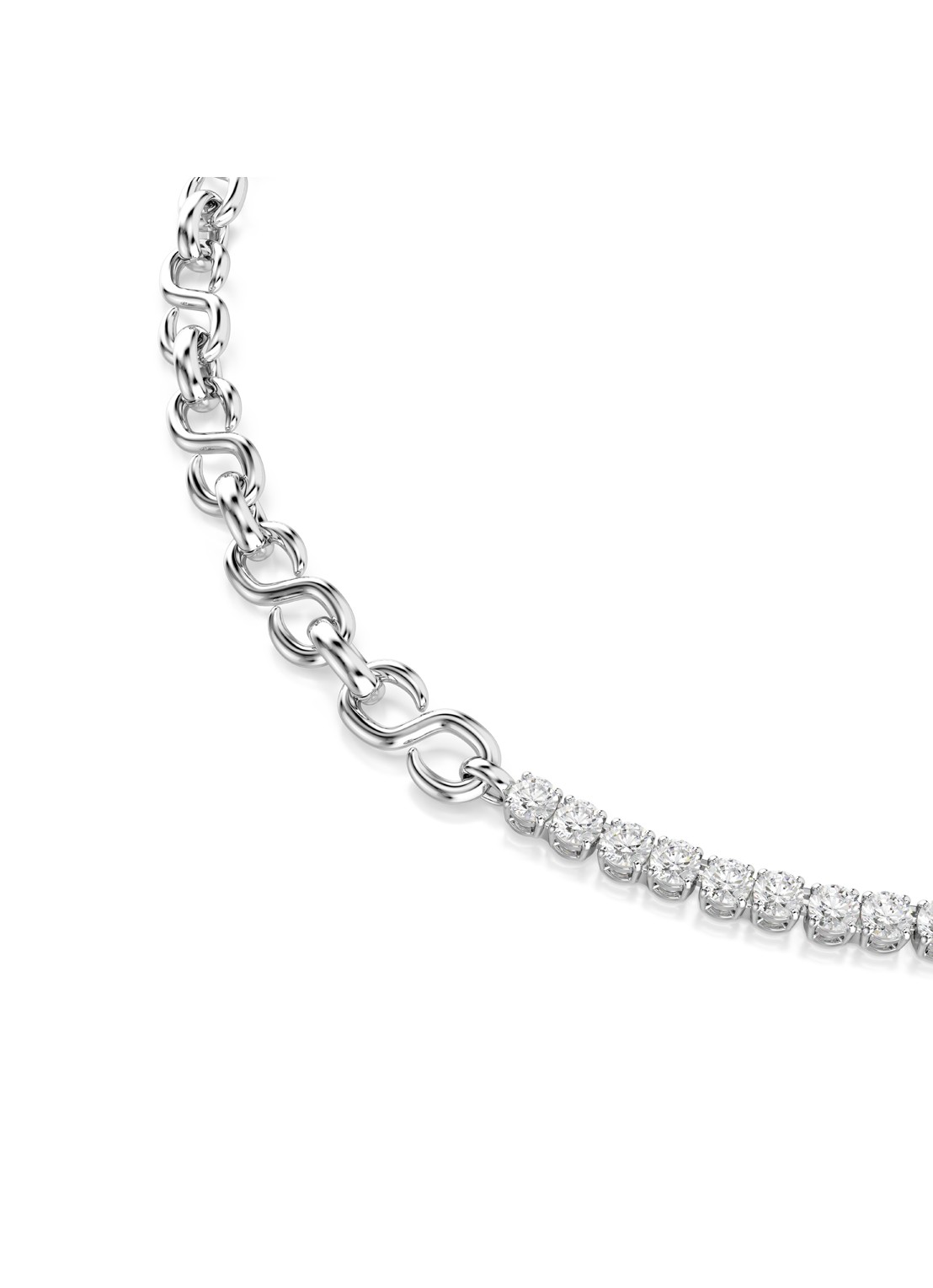Swarovski Matrix ketting met kristal - detail 2 zilver