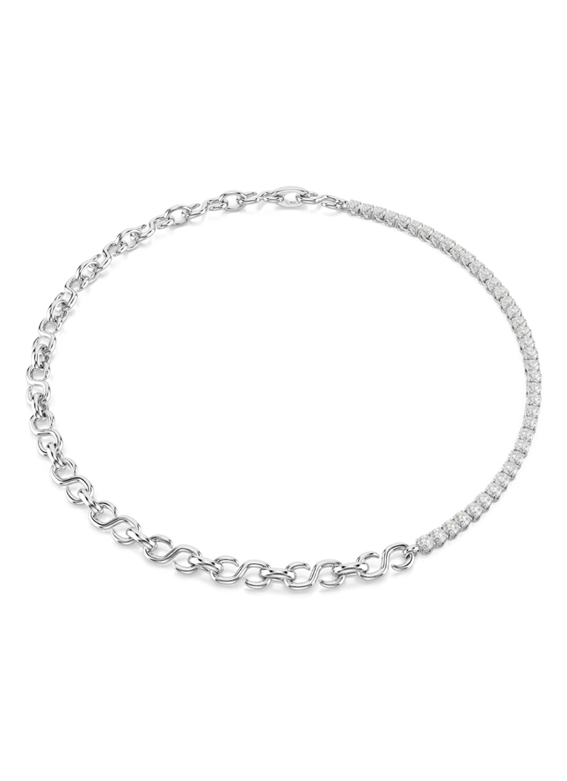 Swarovski Matrix ketting met kristal - voorkant zilver