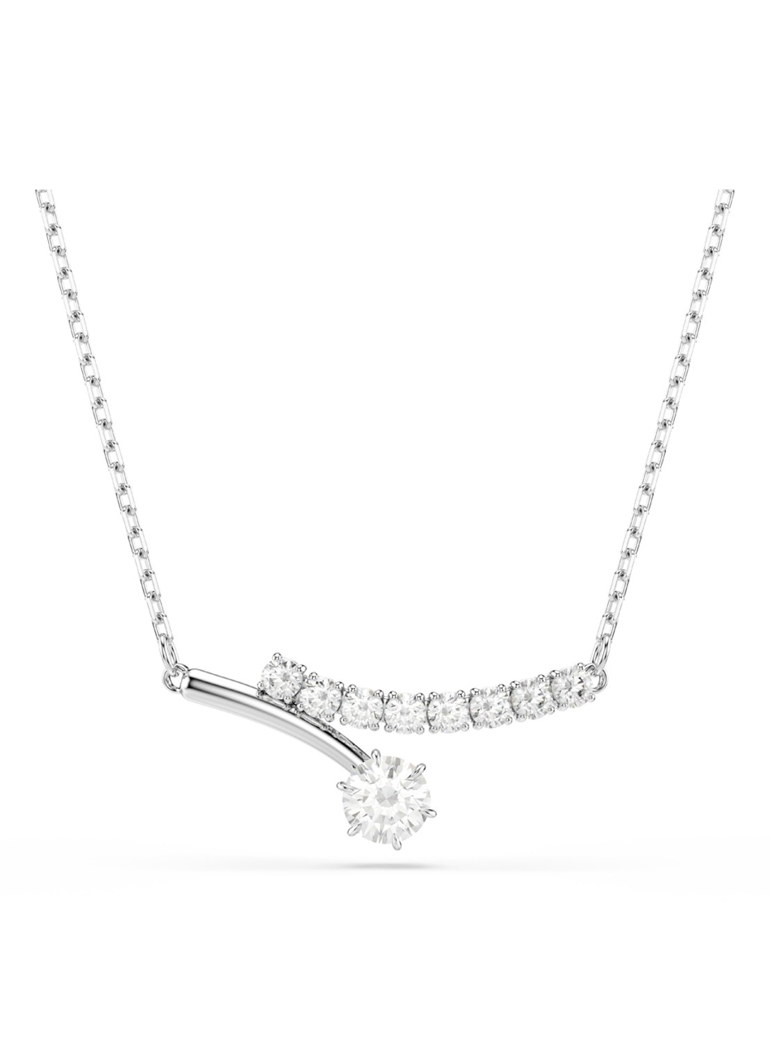 Swarovski Matrix ketting met kristal - voorkant zilver