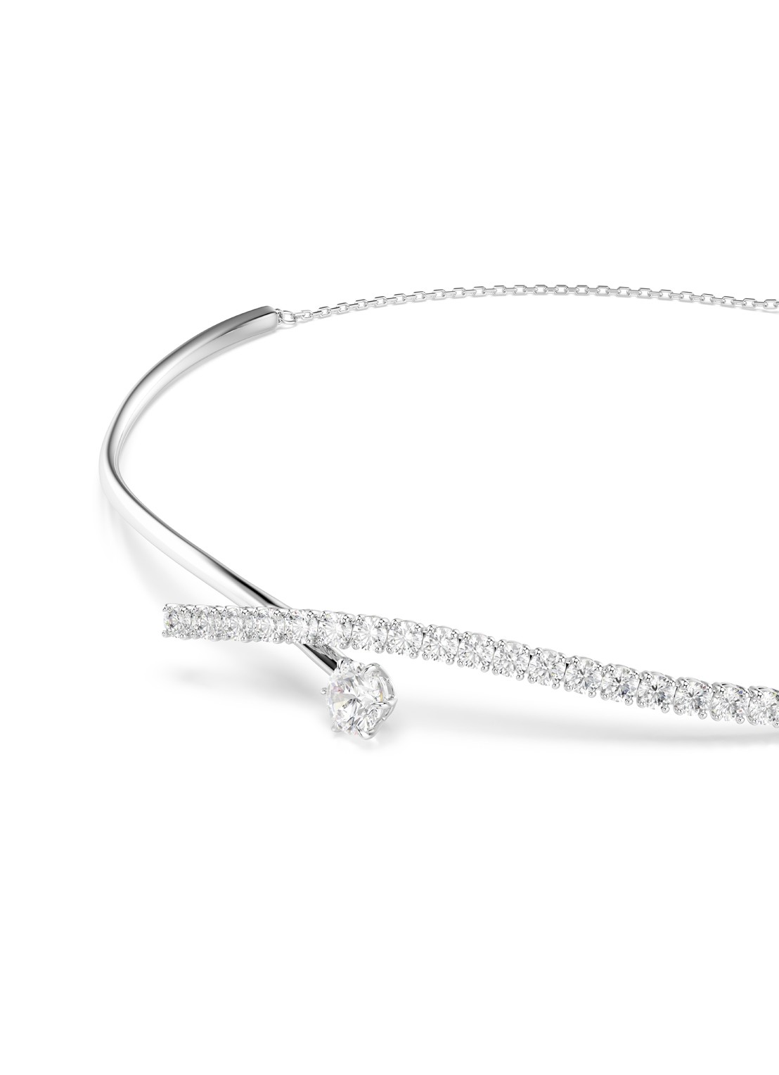 Swarovski Matrix ketting met kristal - detail 2 zilver