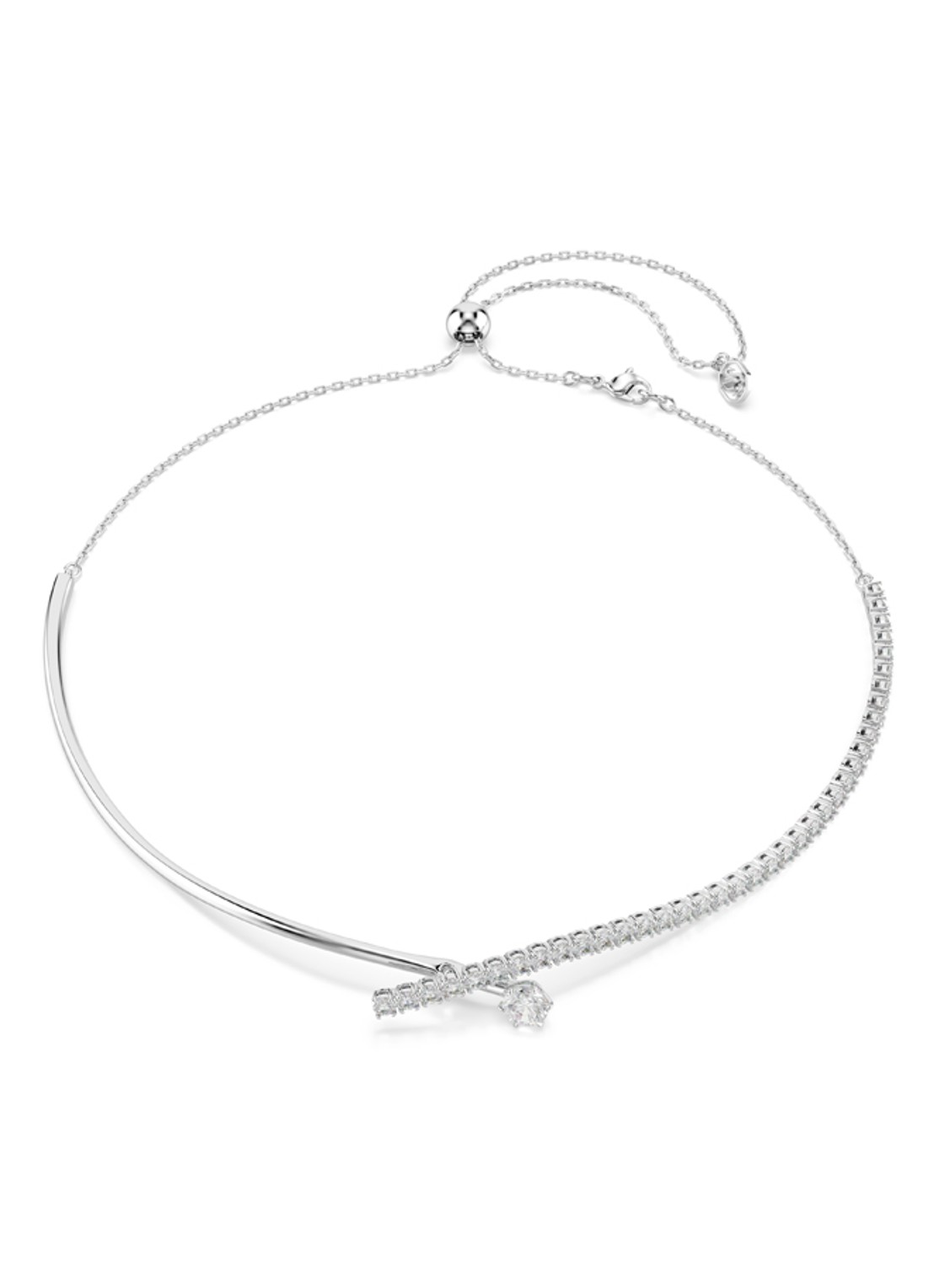 Swarovski Matrix ketting met kristal - voorkant zilver